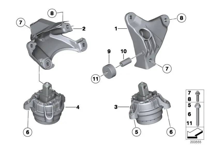 BMW Motorlager links F10 F11 22116775917