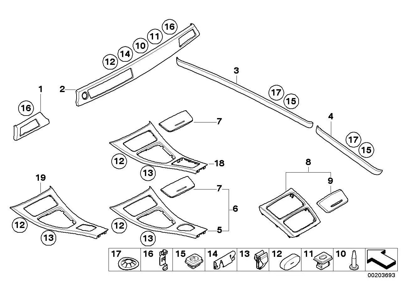 BMW Blende Fondkonsole vorne E92 E93 51169147394