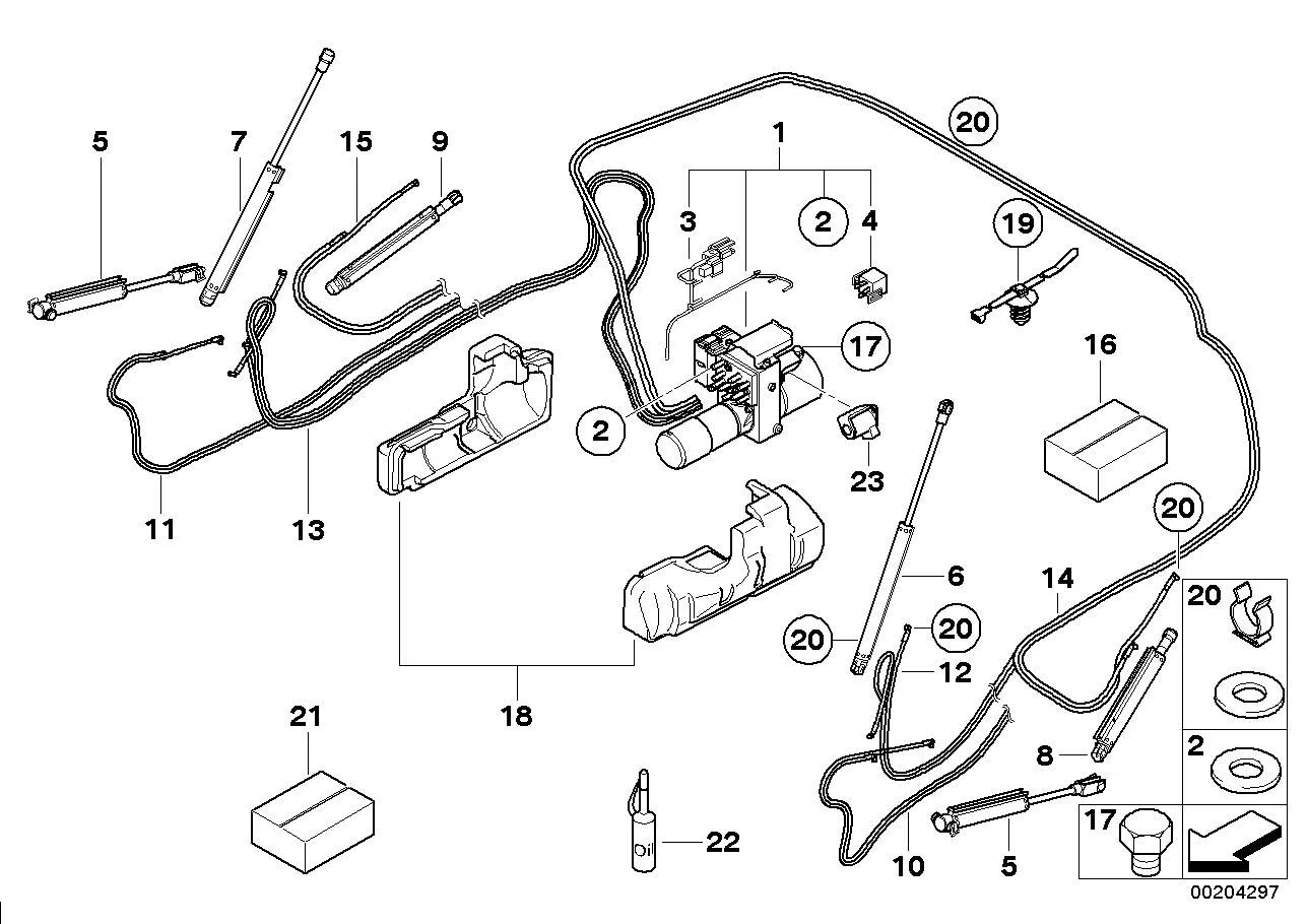 BMW Hydrauliköl für Verdeck/Klappen E46 E64 E85 E88 E89 E93 F12 F23 F33 F83 R52 R57 54340394395
