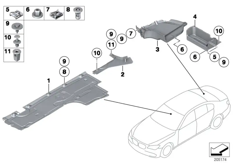 BMW Unterbodenverkleidung seitl. links F01 F04 51757185033 - Bild