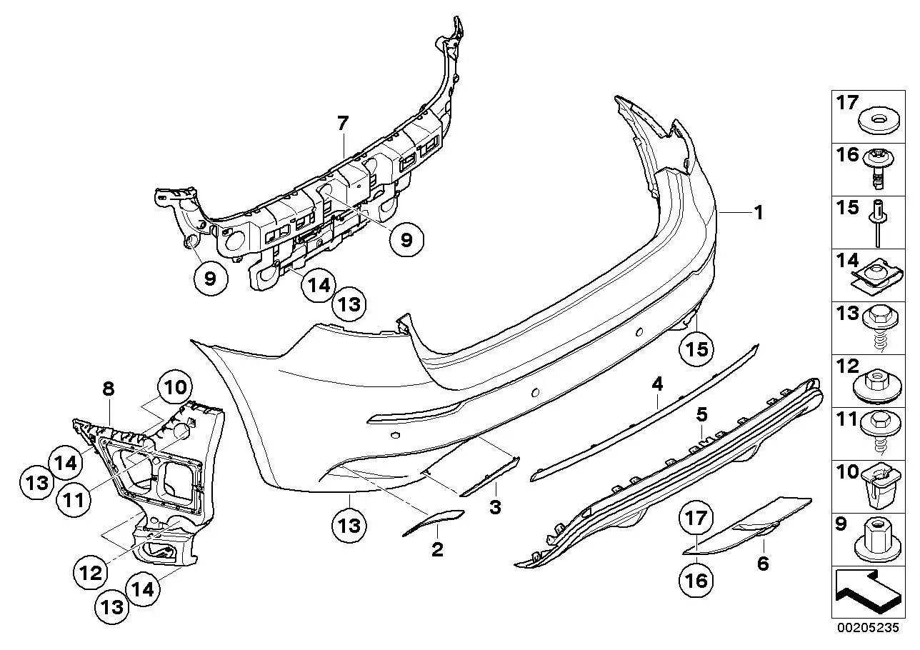 BMW Verkleidung Stossfänger grundiert hinten E71 51127217862 - X6