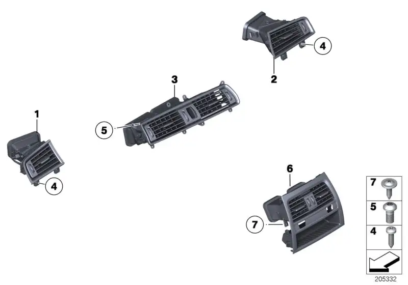 BMW Frischluftgrill Mitte F07 64229142584
