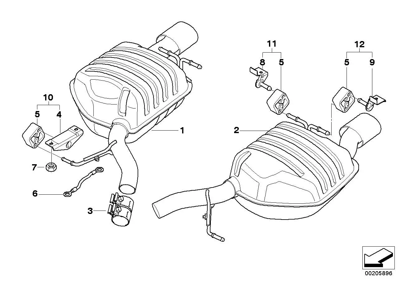 BMW Nachschalldämpfer links E63 E64 18107841939 - 6er E63, 6er E6