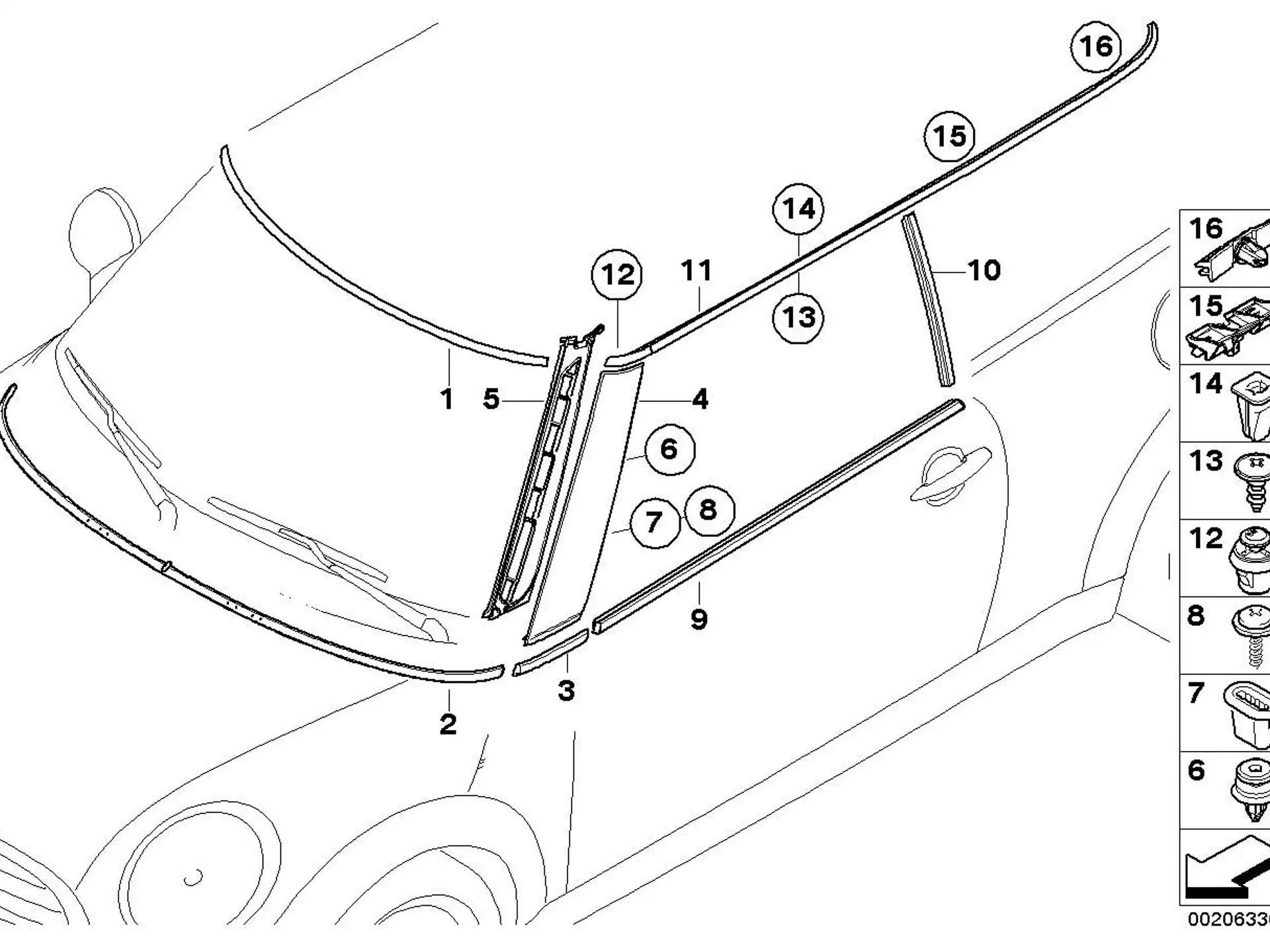 BMW Schaumdichtung A-Säule rechts R55 R56 51337146096
