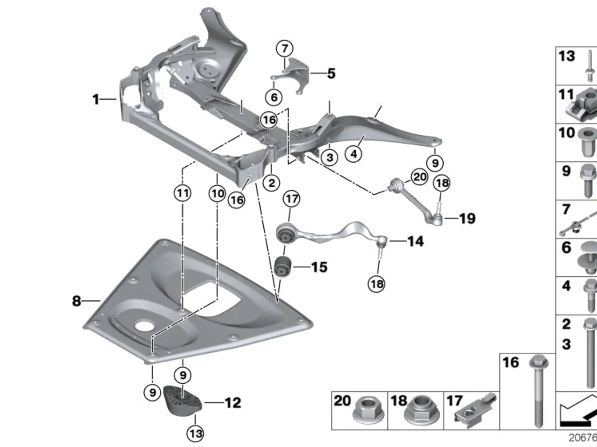 BMW Spreizniet E32 E34 E90 E92 E93 F01 F02 F04 F06 F07 F10 F11 F12 F13 61131382239