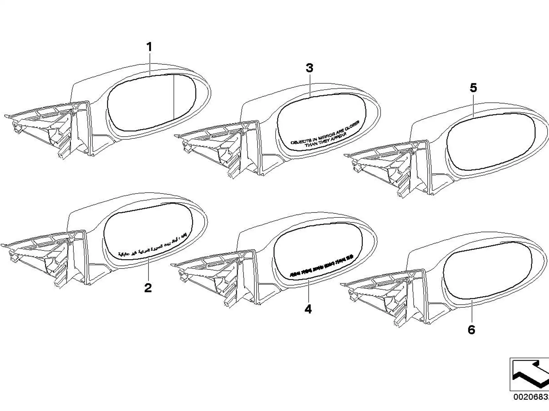 BMW Spiegelglas beheizt Weitwinkel rechts E81 E82 E87 E88 E90 E91 E92 E93 51167252894