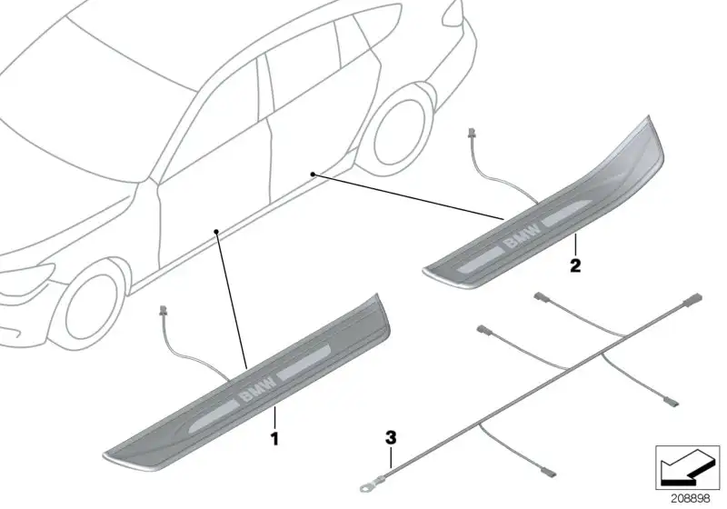 BMW Blende Einstieg beleuchtet hinten rechts F07 51477193476
