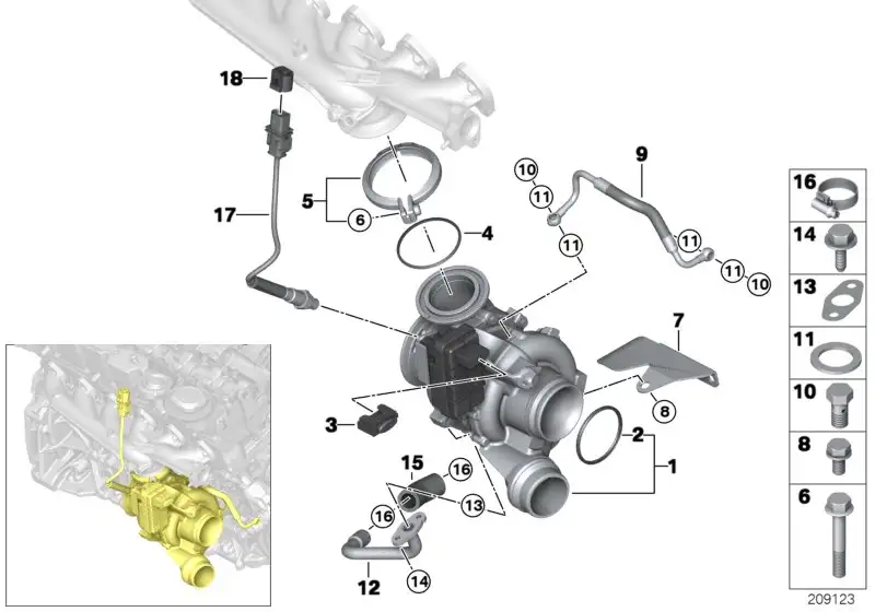BMW RP Abgasturbolader F01 F02 F07 F10 F11 F15 F16 F25 F26 F30 F3