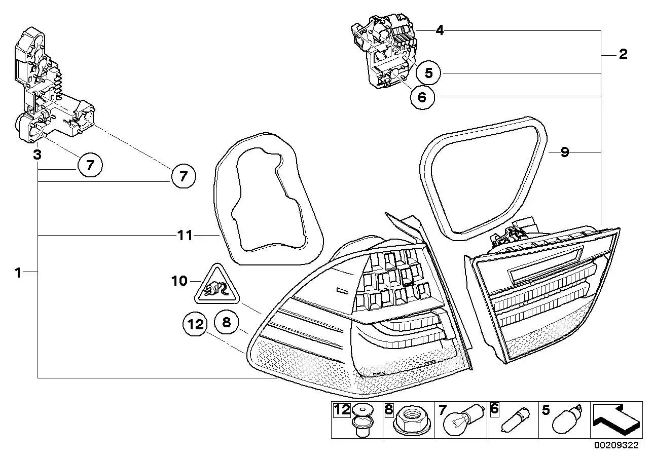 BMW Heckleuchte Seitenwand links E91 63217289431 - 3er E91