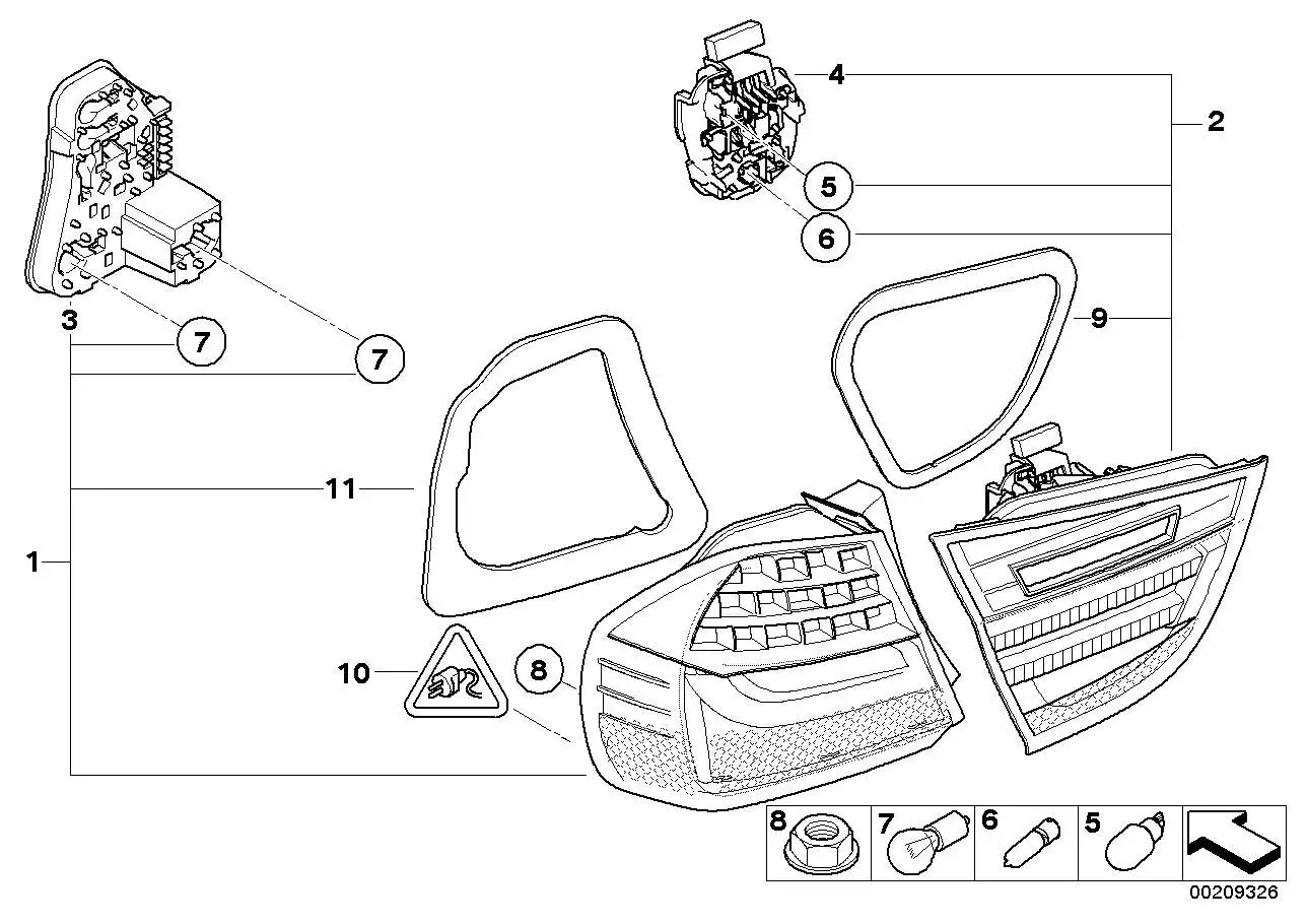 BMW Heckleuchte Seitenwand links E90 63217289425 - 3er E90