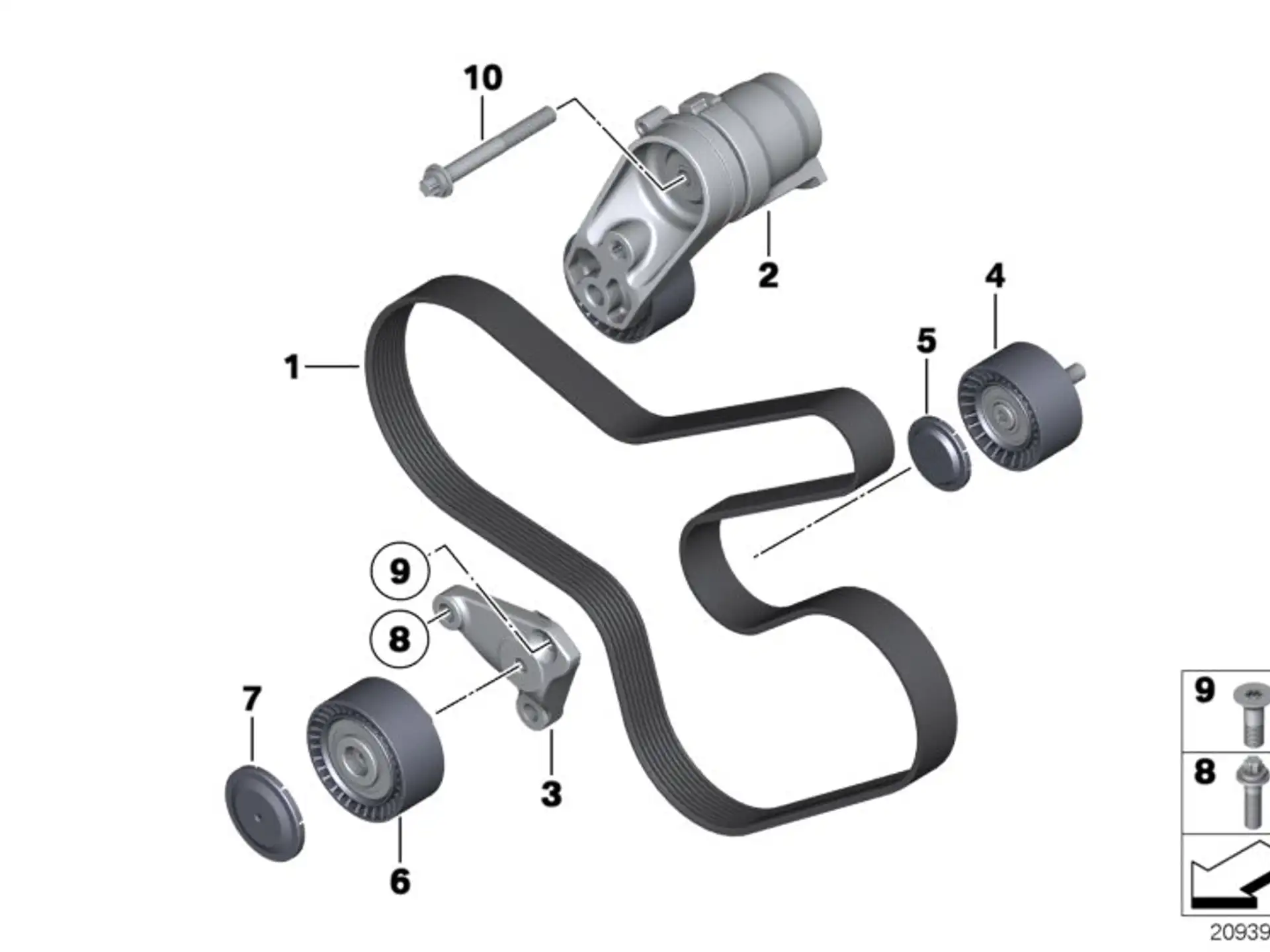 BMW Riemenspanner mechanisch E70 E71 F01 F02 F06 F07 F10 F11 F12 F13 F15 F16 F20 F21 F22 F23 F25 F26 F31 F32 F33 F34 F36 F87 F87N 11288604266