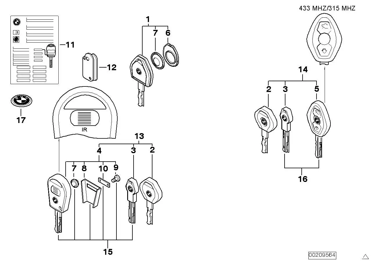 BMW Hinweisschild Key Memory E38 E39 E46 E52 E53 66128381059 - 3e