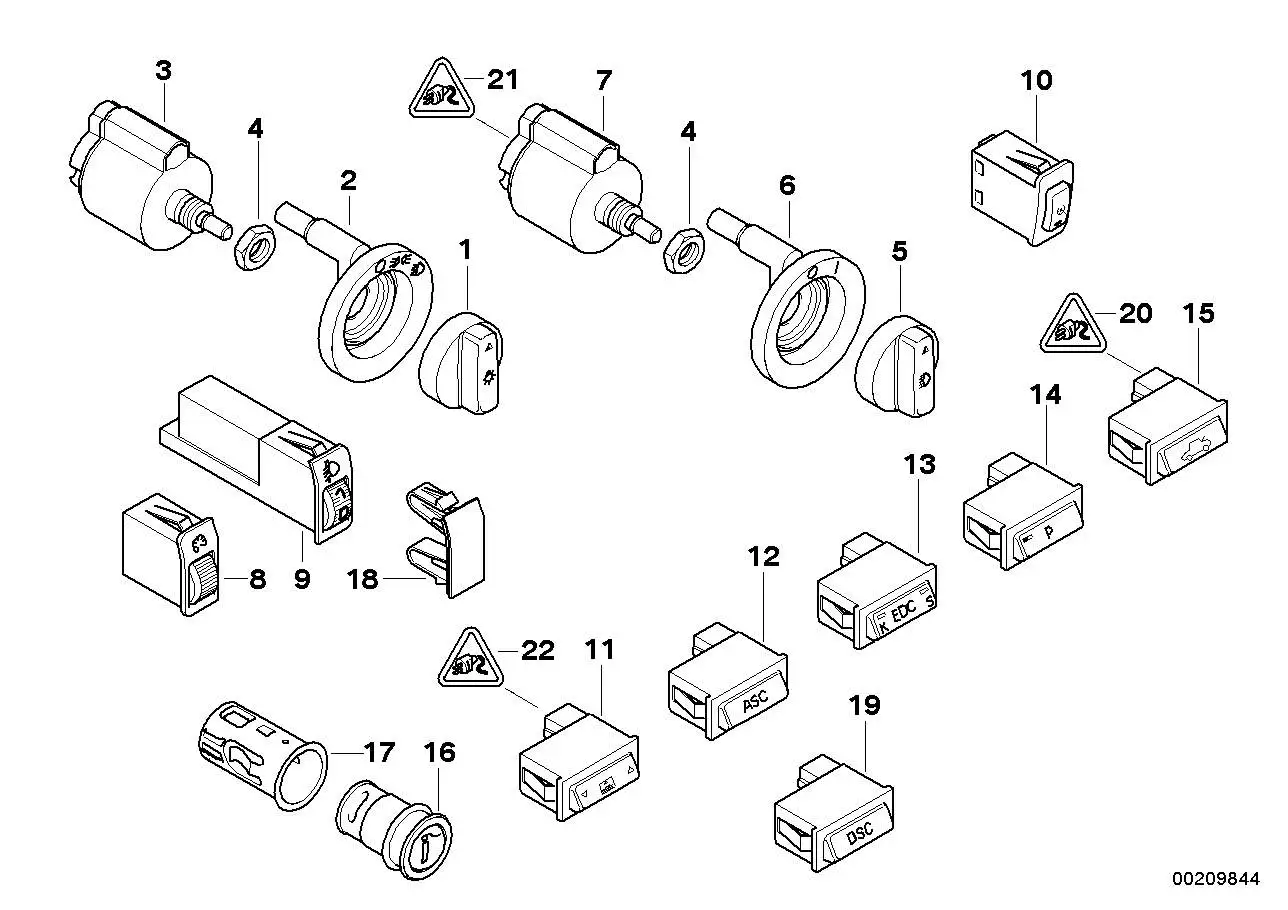 BMW Schalter Park Distance Control E38 61318352253