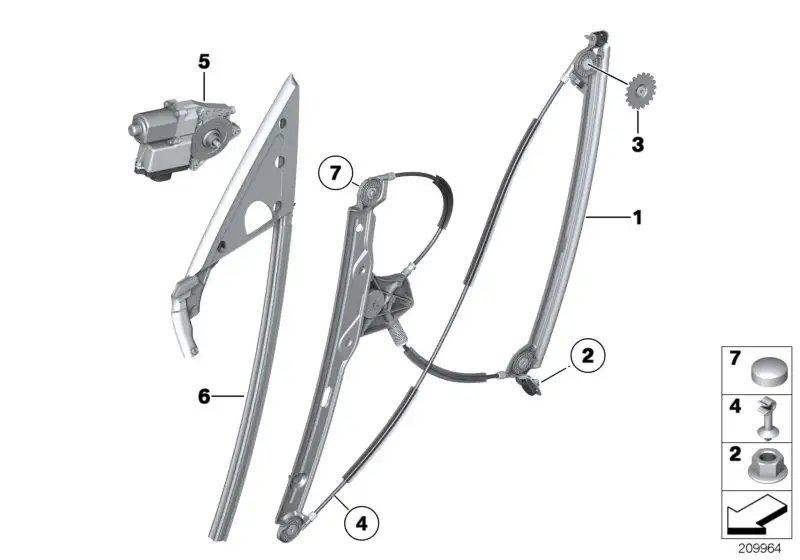 BMW Antrieb Fensterheber links F07 67627207007