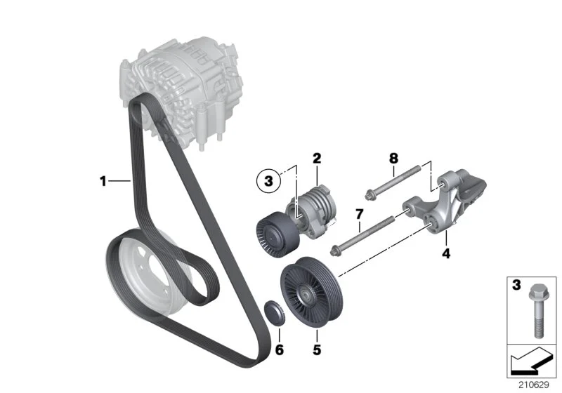 BMW Riemenspanner E70 E71 F01 F02 F04 F06 F07 F10 F11 F12 F13 F15 F16 F85 F86 F90 F91 F92 F93 F95 F96 G05 G06 G07 G11 G12 G14 G15 G16 G30 11287549873