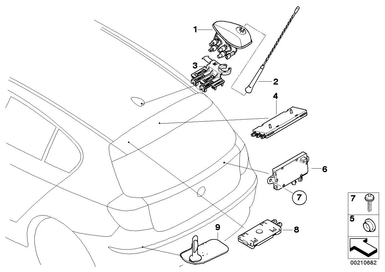 BMW Antennenfuss E81 E87 65206925359 - 1er E81, 1er E87