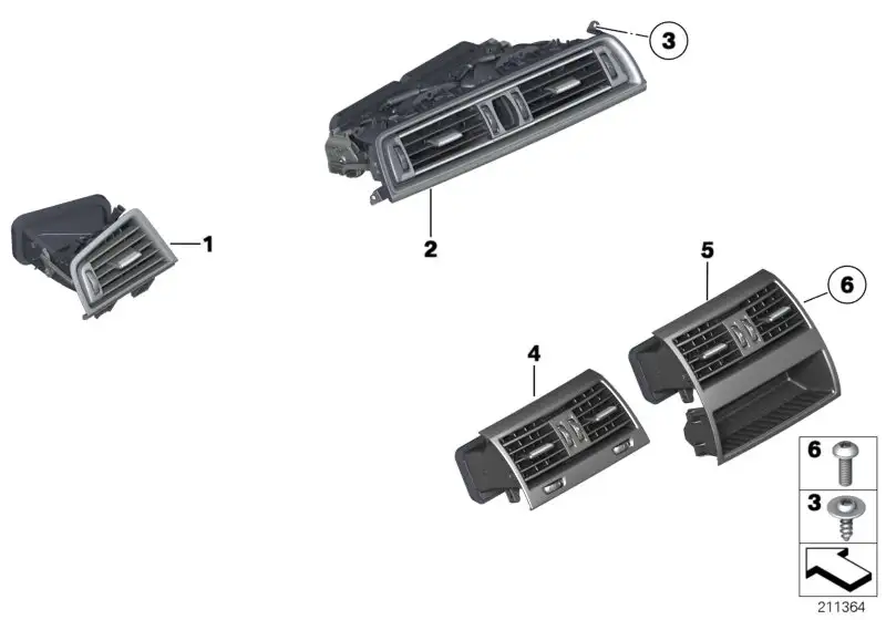 BMW Frischluftgrill rechts 64229166884 - 5er