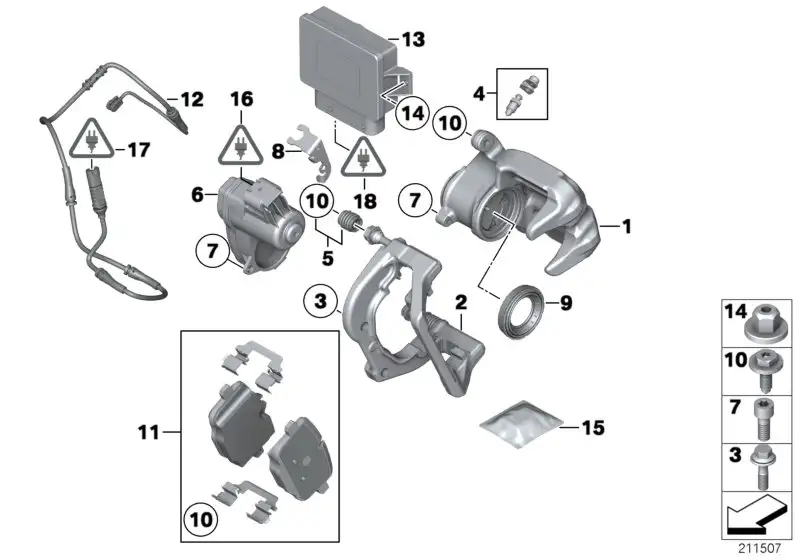 BMW Bremssattelgehäuse links F06 F10 F11 F12 F13 34216793047 - Bi