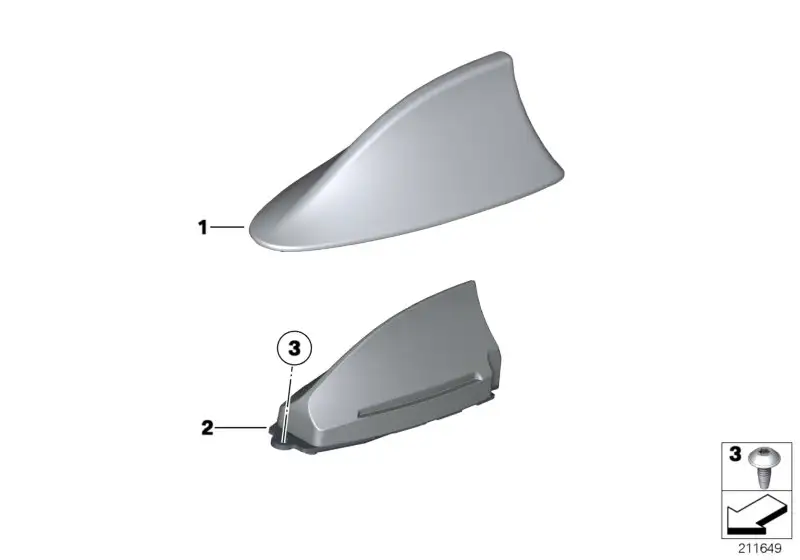 BMW Leergehäuse Dachantenne grundiert F01 F02 F04 F10 65209184814