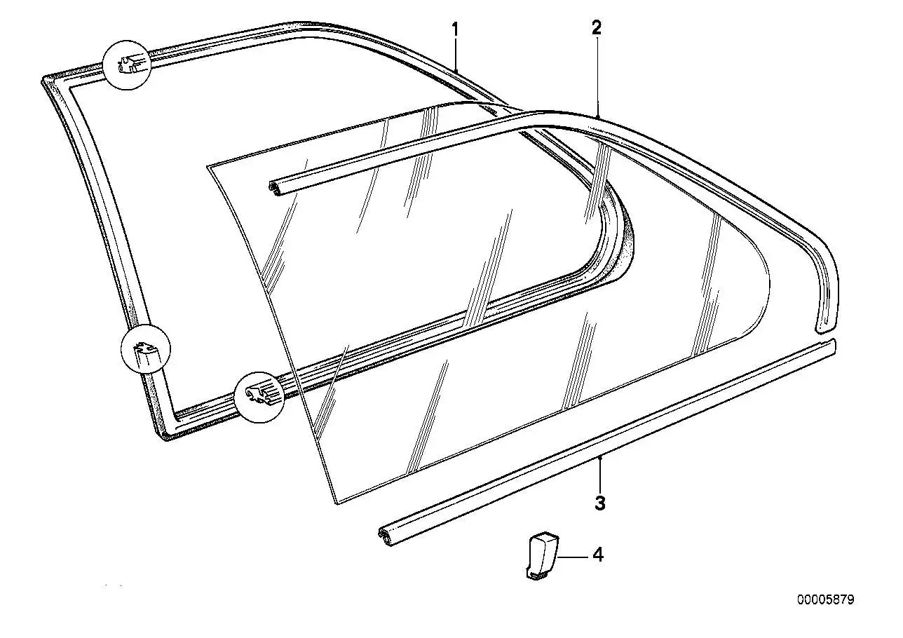 BMW Fensterdichtung hinten links E30 51361888325