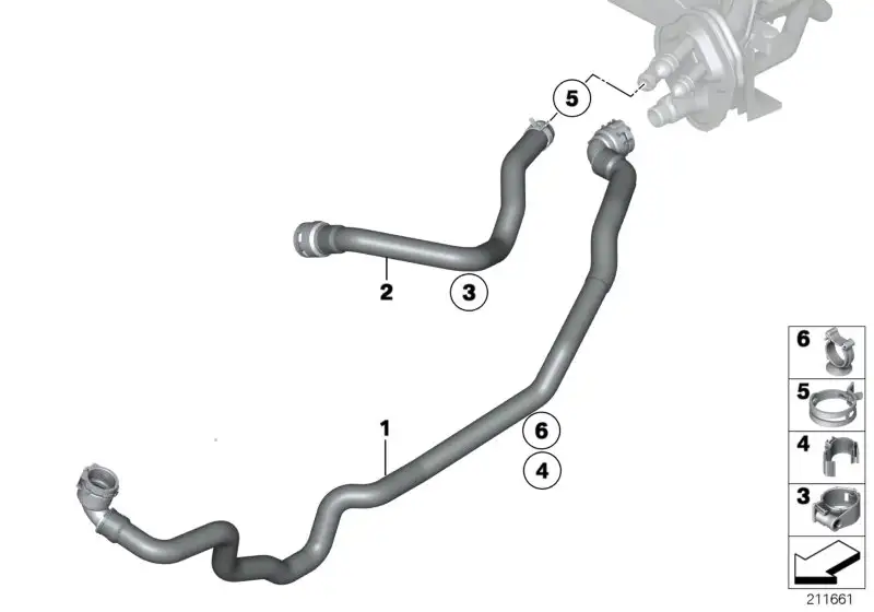 BMW Schlauch Heizkörper-Motorrücklauf E84 E90 E91 E92 E93 6421922