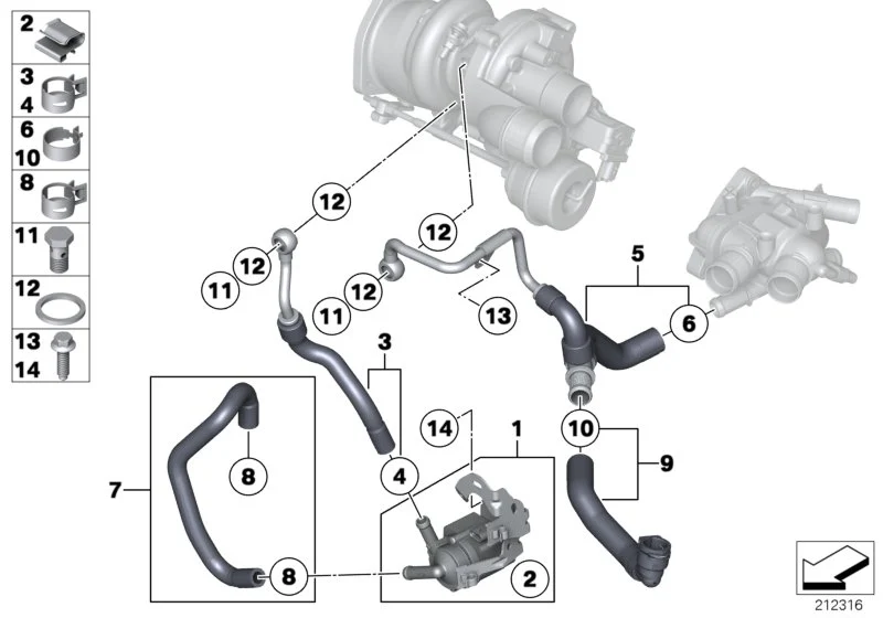 BMW Kühlmittelschlauch Vorlauf R55 R56 R57 R58 R59 R60 R61 11537565433