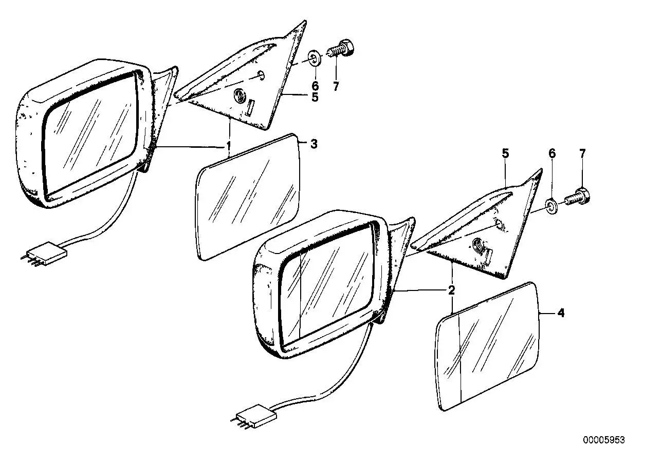 BMW Spiegelglas geklebt E30 E12 E21 E28 51161909098 - Bildpositio