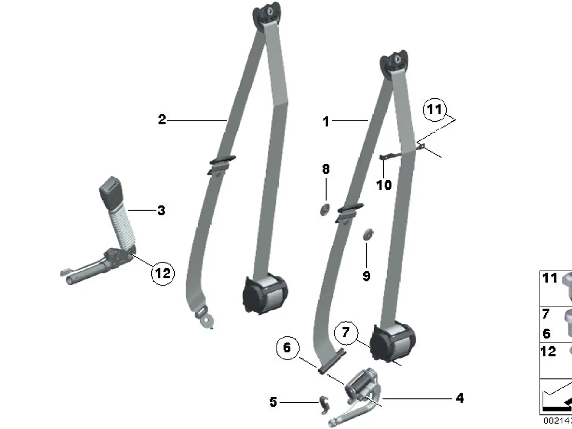 BMW Untergurt mit Gurtstrammer links F01 F02 F04 F07 F10 F11 72119115305
