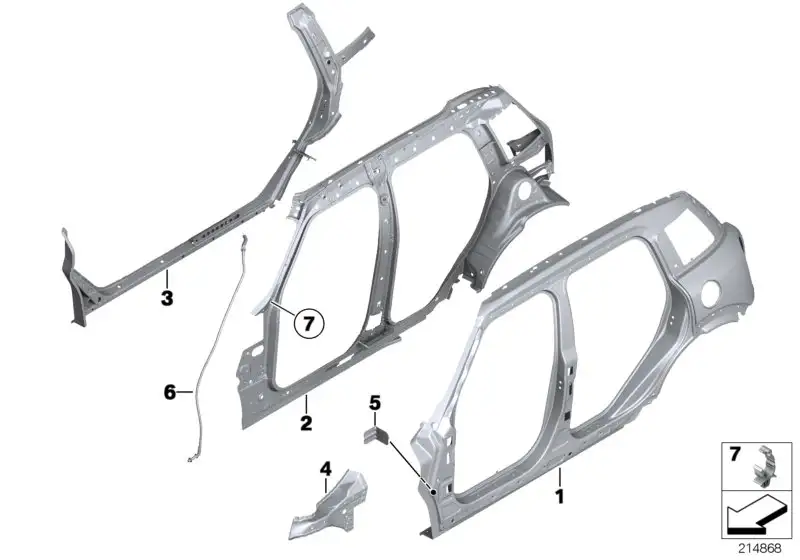 BMW Verstärkungsblech Schweller links 41219241309 - Bildposition