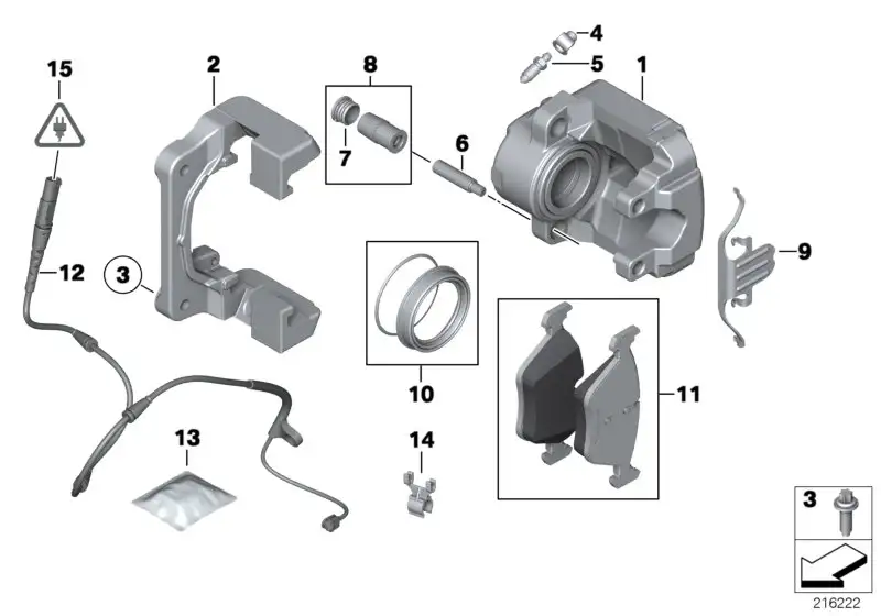 BMW Bremsträger E70 E71 E72 F15 F16 34116788433 - Bildposition 02