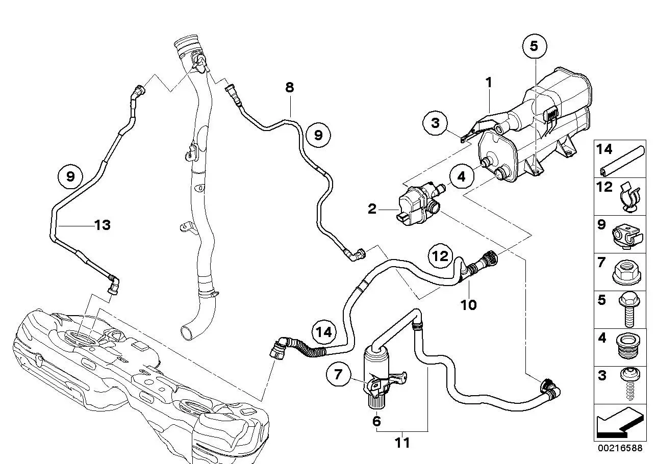 BMW Aktivkohlefilter E82 E89 E90 E92 E93 16137163596 - Bildpositi