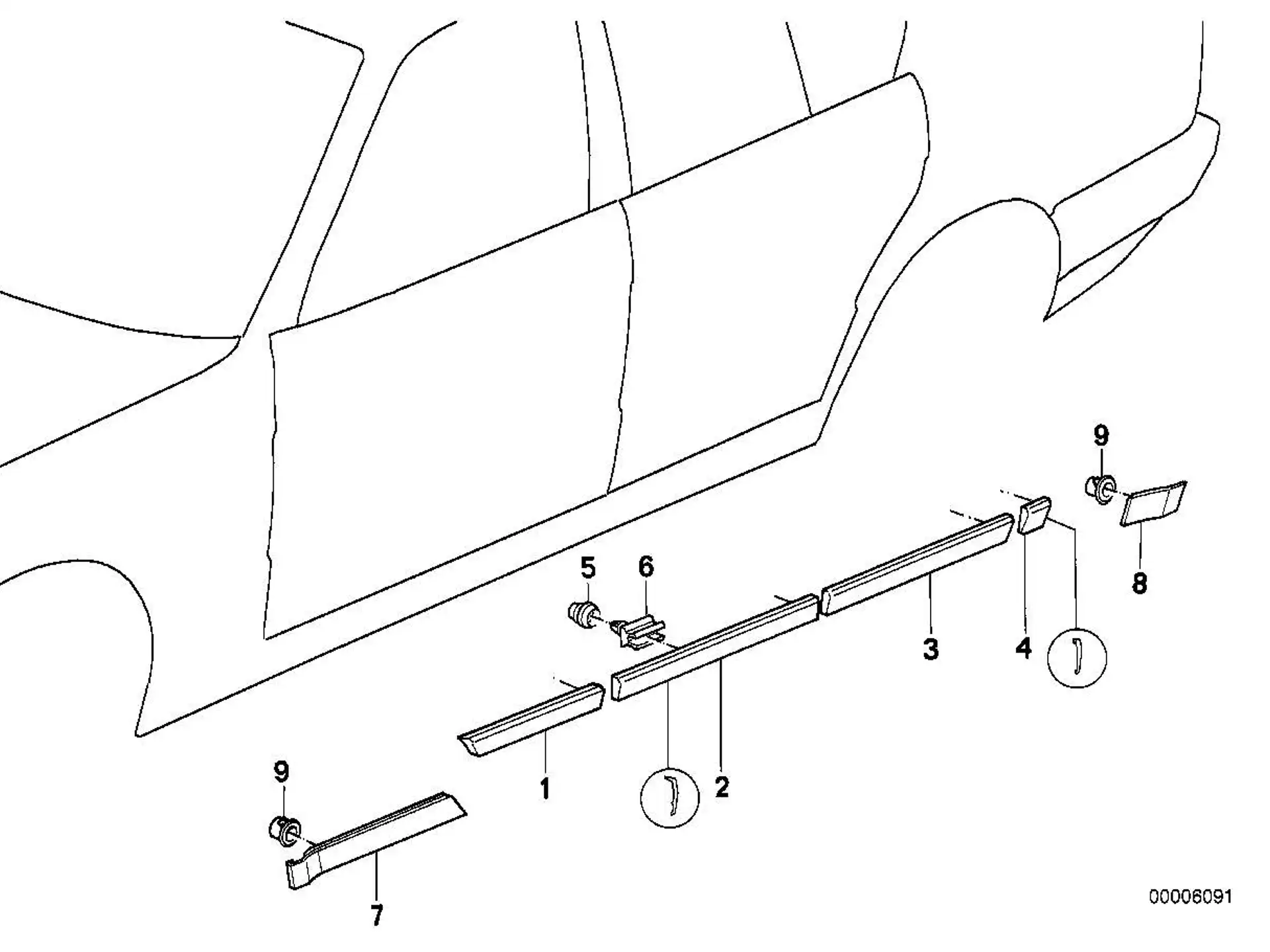 BMW Stossleiste Tür vorne links E34 51131934177
