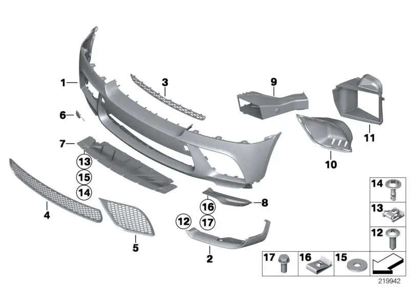 BMW Gitter Stossfänger Mitte vorne E71 E72 51112159277 - X6 E71