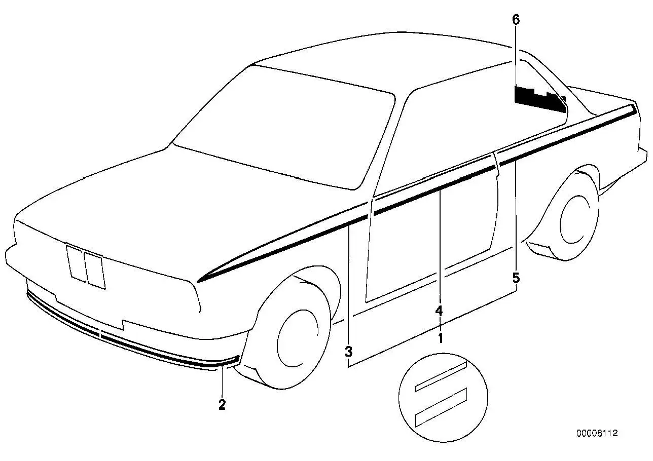 BMW Zierstreifen Silber vorne links E12 E21 E23 E24 E28 E30 51141