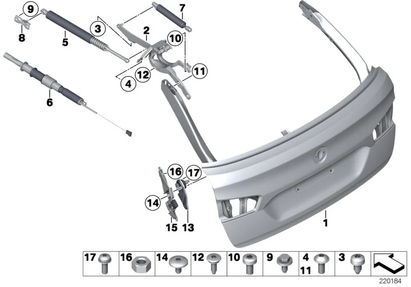 BMW Federstütze Heckklappe oben rechts F11 51247266350