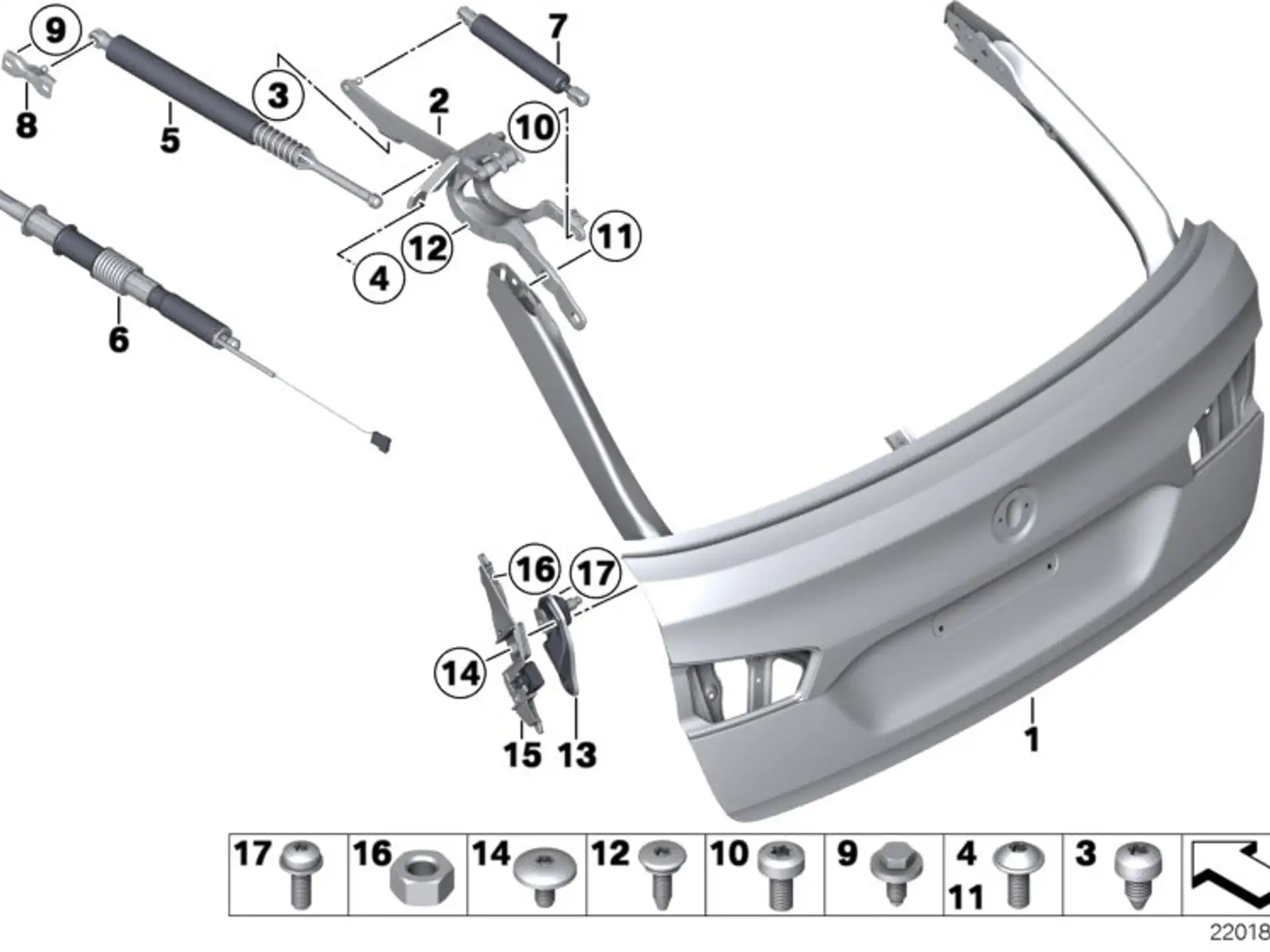 BMW Federstütze Heckklappe oben rechts F11 51247266350