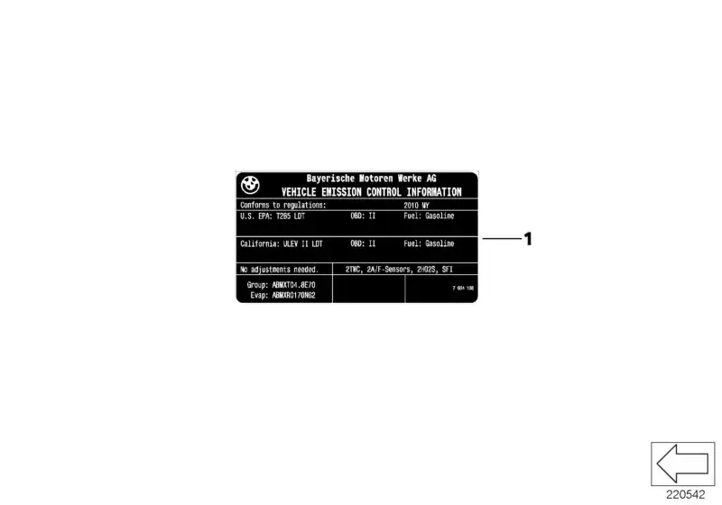 BMW Hinweisschild Abgas 71227832360 - Bildposition 01