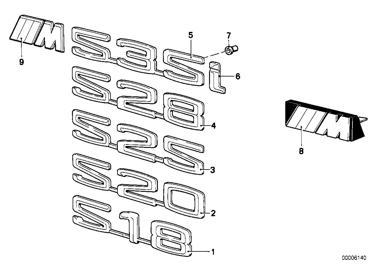 BMW Buchstabe "" vorne E12 E21 E24 E28 E32 E34 51141884015 - 3er,