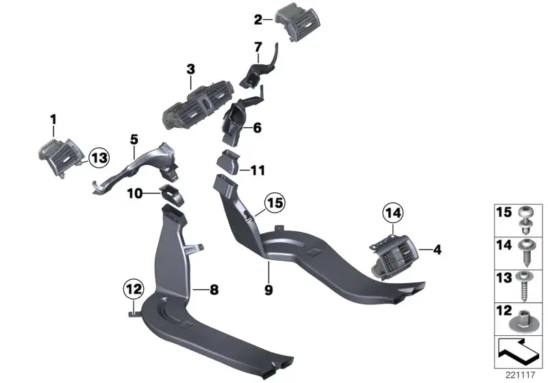 BMW Frischluftgrill Mitte F25 F26 64229184743