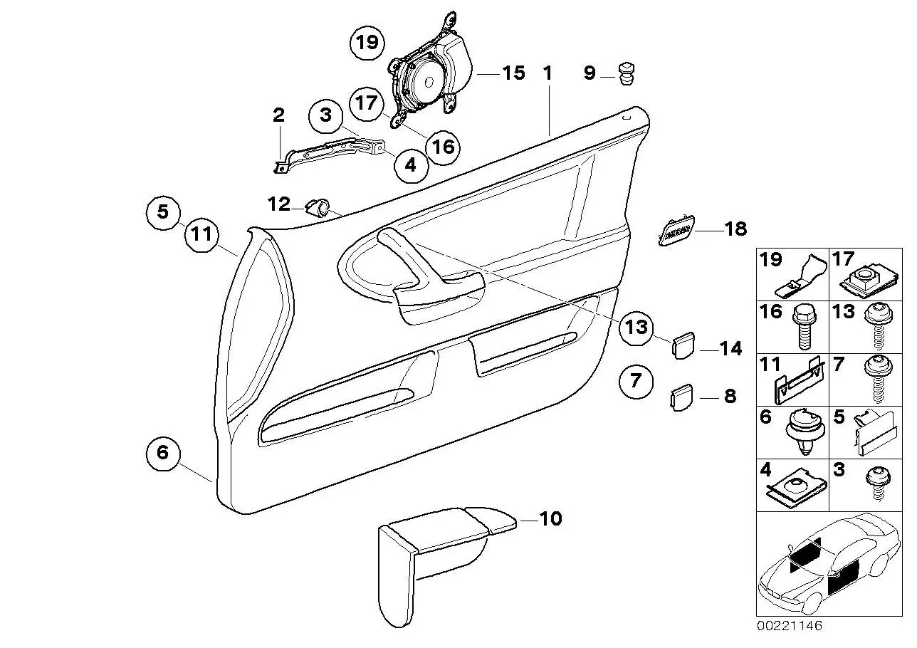 BMW Kappe Türgriff links E36 51418172019 - Z3 E36