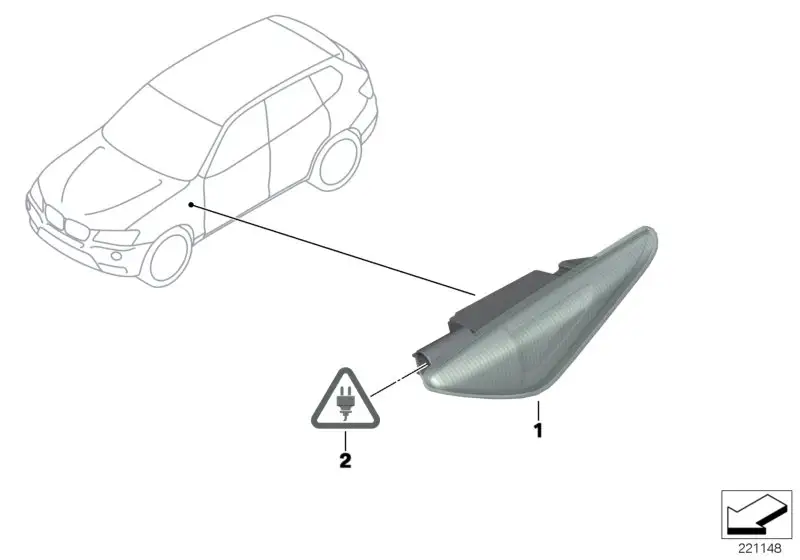 BMW Zusatzblinkleuchte rechts E70 E71 E72 F25 63137171008 - X3 F2