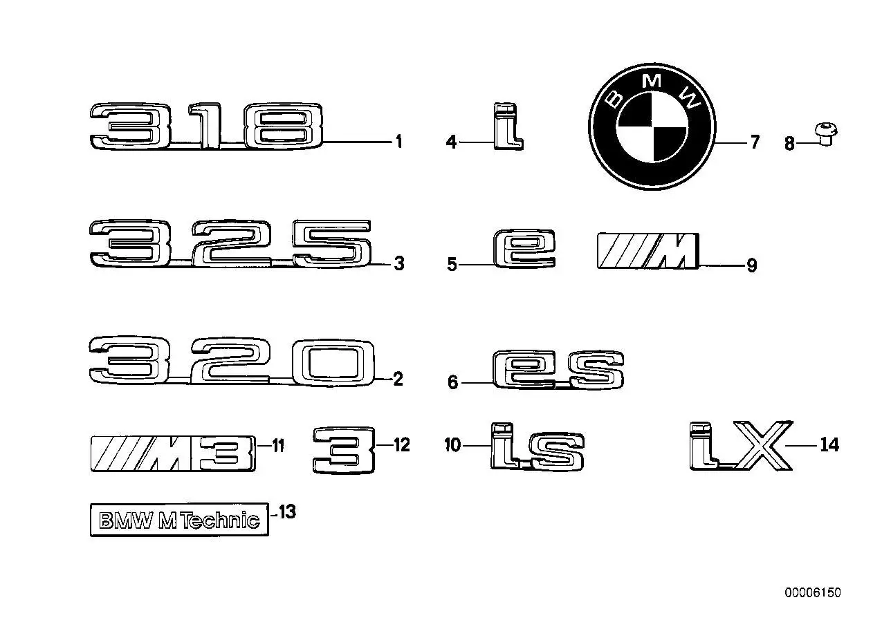BMW Emblem geklebt hinten E30 51141934619