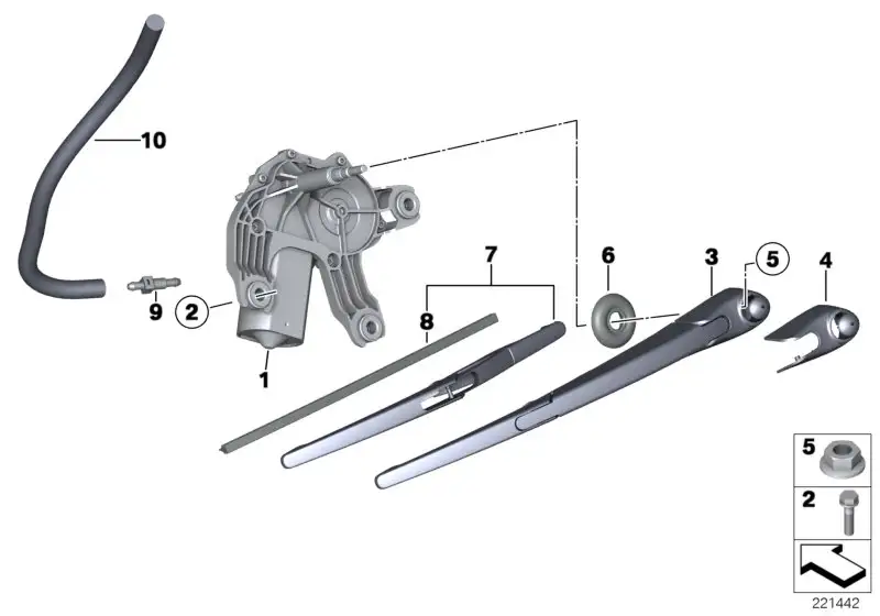 BMW Wischarm Heckscheibe R56 R60 61622754287 - MINI R56, MINI R56