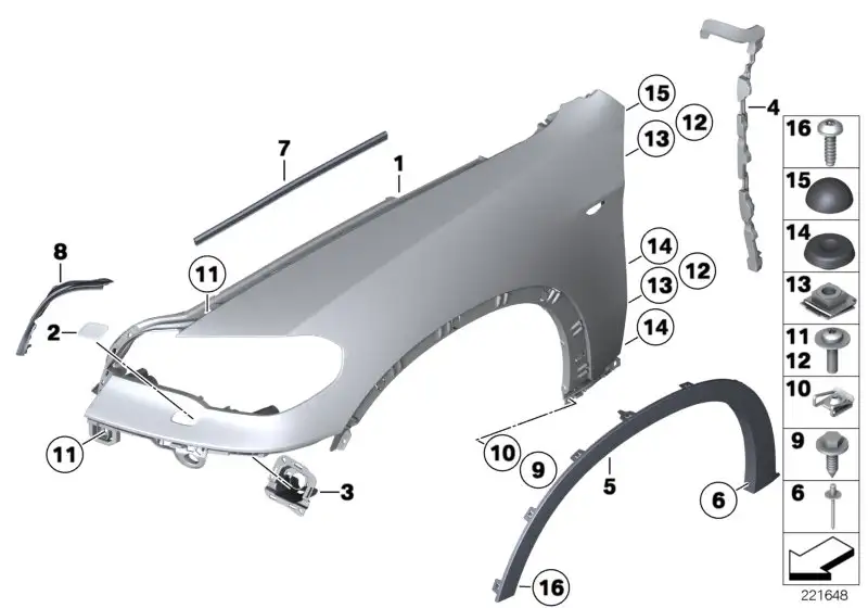 BMW Seitenwand grundiert vorn rechts E70 51657222992