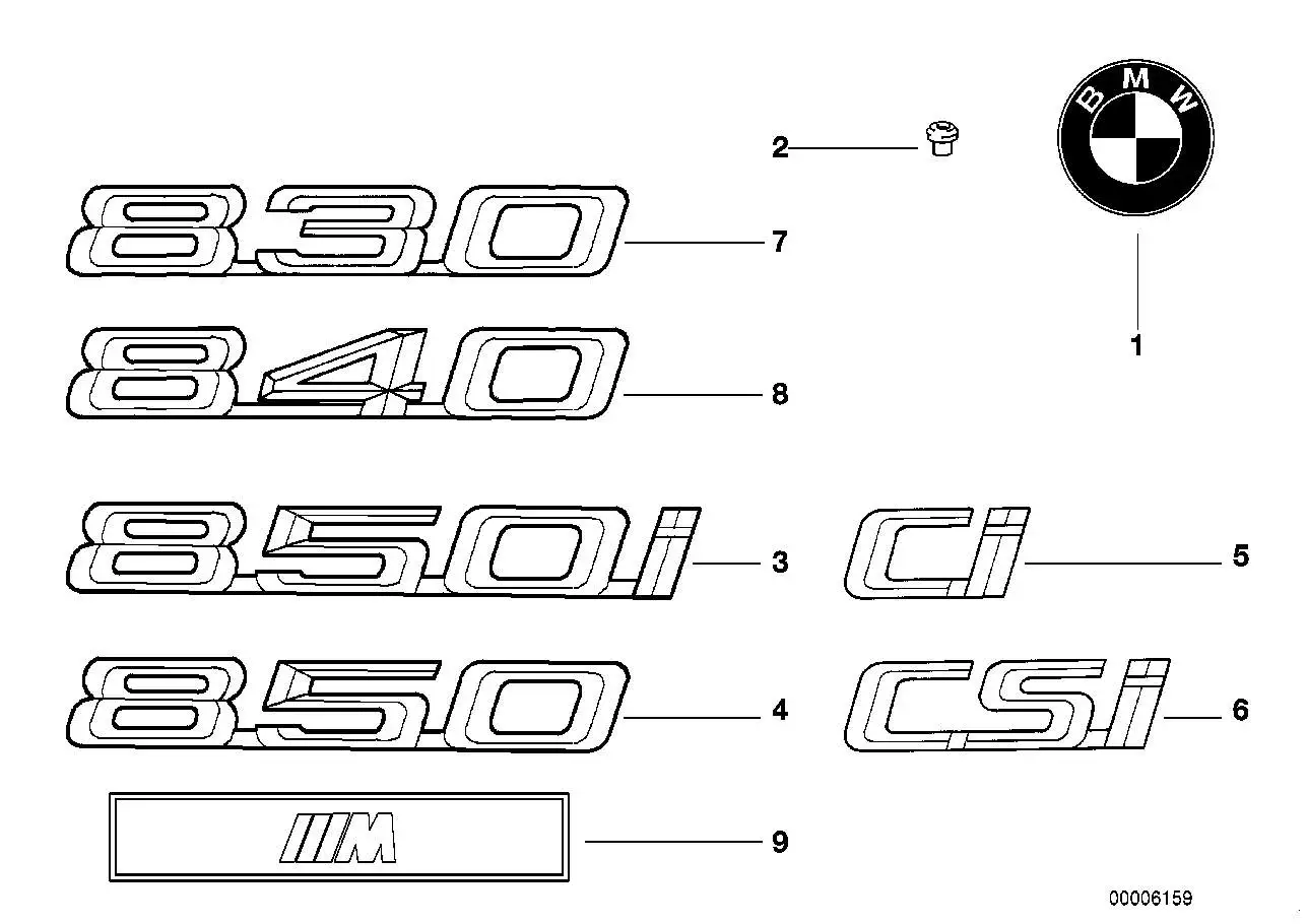 BMW Emblem geklebt hinten E31 51148165174