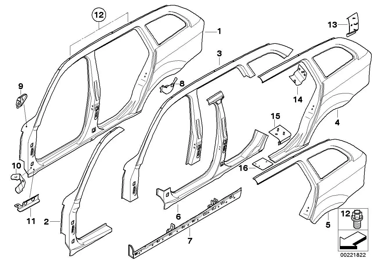BMW Seitenwand hinten rechts E91 41217152664 - 3er E91
