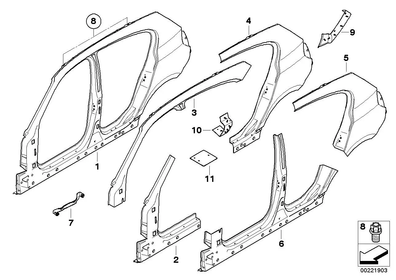 BMW Seitenwand hinten rechts E87 41217131018 - 1er E87