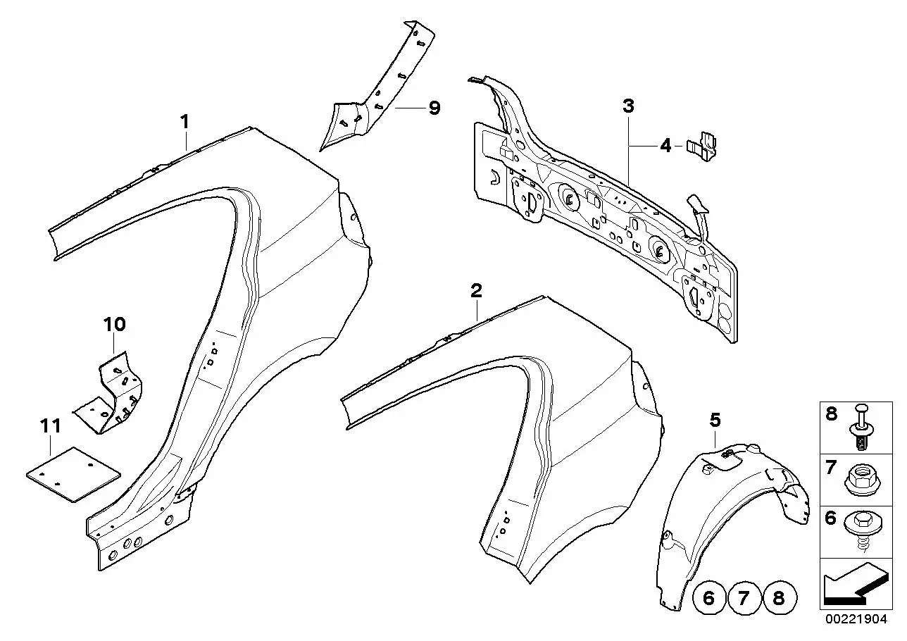 BMW Seitenwand hinten links E87 41217131017 - Bildposition 01