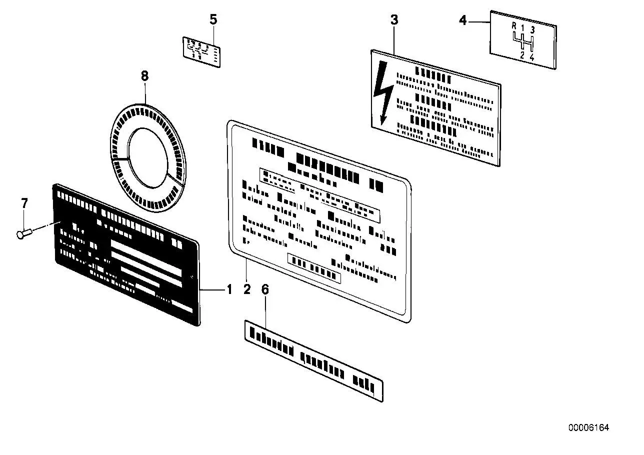 BMW Hinweisschild Schaltschema E12 E21 E23 E24 E28 E30 5114181170