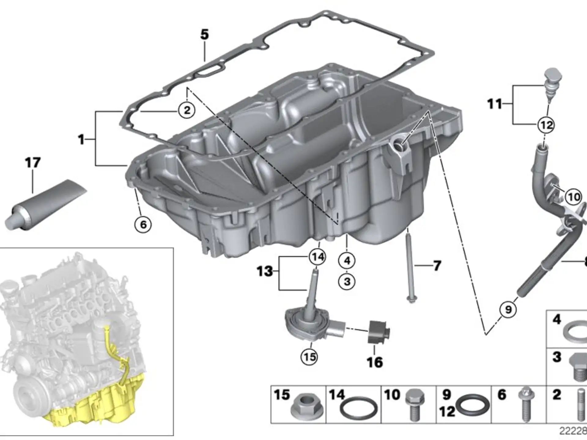 BMW Ölniveausensor E36 E38 E39 E46 E52 E53 E60 E61 E65 E81 E82 E83 E84 E85 E87 E88 E90 E91 E92 E93 F07 F10 F11 12617508003